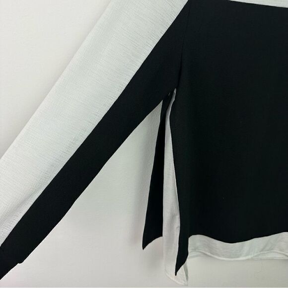 ZARA Black & White Colour Block Layered Blouse Medium - Picture 2 of 9